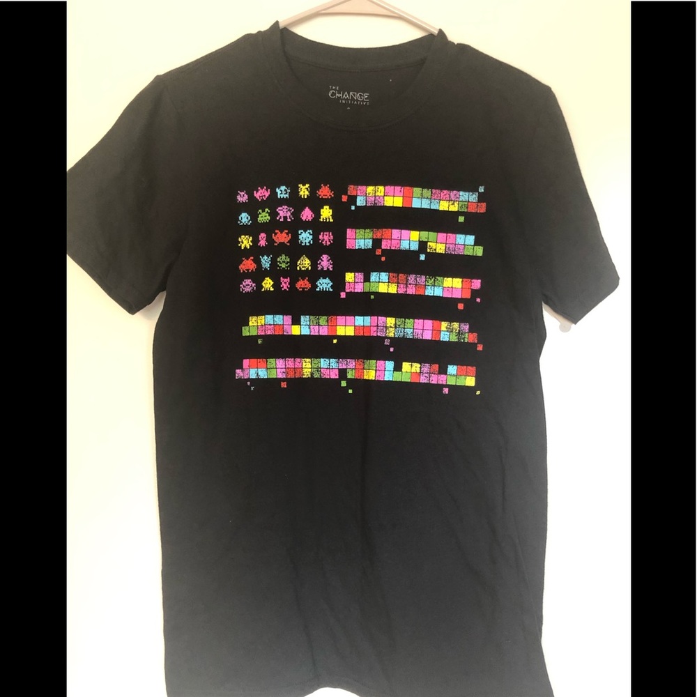 GAMER ATARI STYLE GRAPHIC T-SHIRT BLACK NWOT SMALL